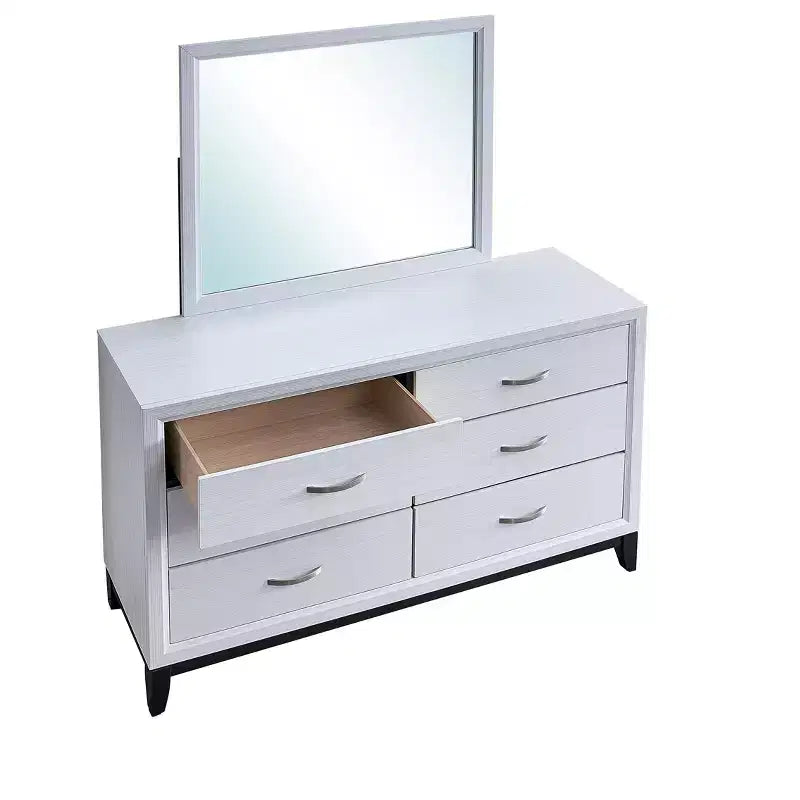 Miroir de commode encadré rectangulaire 39x35, cadre grain de bois gris, verre à faible distorsion, léger