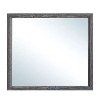 Miroir de commode encadré rectangulaire 39x35, cadre grain de bois gris, verre à faible distorsion, léger