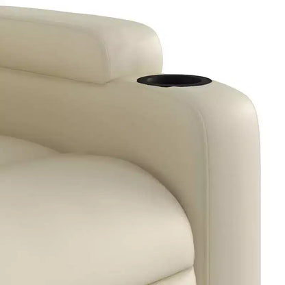 Fauteuil inclinable de massage avec 6 points de vibration, cuir synthétique crème, porte-gobelets, réglable