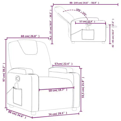 Fauteuil inclinable de massage avec 6 points de vibration, cuir synthétique crème, porte-gobelets, réglable