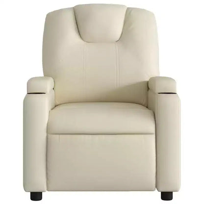 Fauteuil inclinable de massage avec 6 points de vibration, cuir synthétique crème, porte-gobelets, réglable