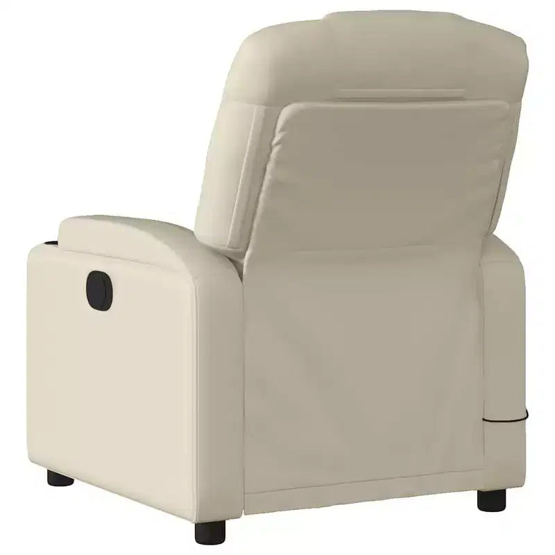 Fauteuil inclinable de massage avec 6 points de vibration, cuir synthétique crème, porte-gobelets, réglable