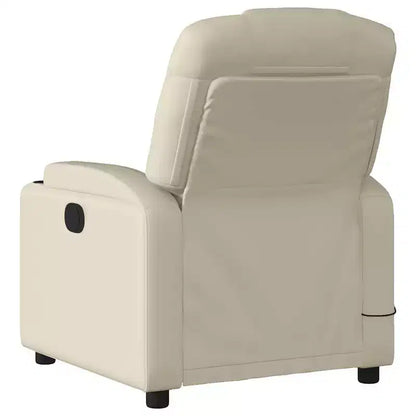 Fauteuil inclinable de massage avec 6 points de vibration, cuir synthétique crème, porte-gobelets, réglable