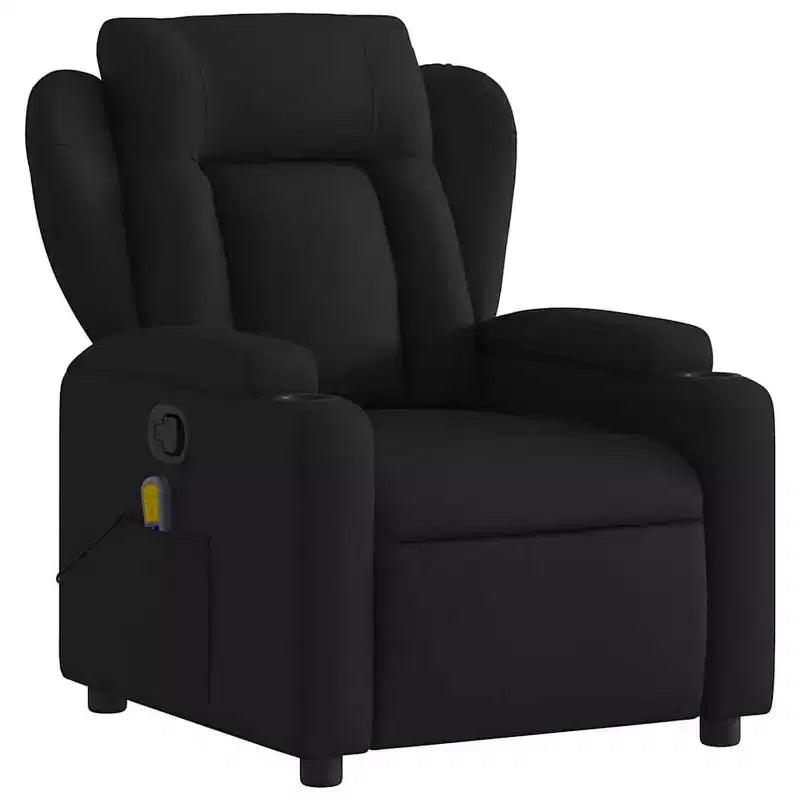 Fauteuil de massage inclinable, Tissu polyester noir, Accoudoirs réglables, Plusieurs niveaux d'inclinaison