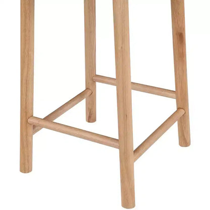 Tabouret de comptoir en cuir végétalien noir, structure en bois massif finition naturelle, design contemporain