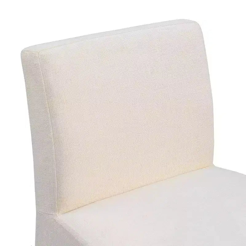 Tabouret de comptoir en tissu texturé lin beige, design Art Déco, cadre en fer arqué, dossier mi-hauteur