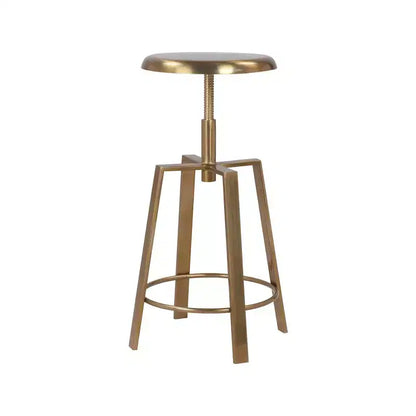 Tabouret de bar/comptoir réglable en fer doré, sans dossier, sans accoudoirs, design contemporain, hauteur 61-74 cm
