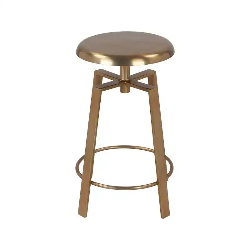 Tabouret de bar/comptoir réglable en fer doré, sans dossier, sans accoudoirs, design contemporain, hauteur 61-74 cm