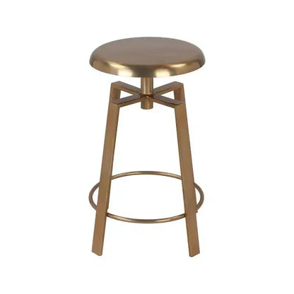 Tabouret de bar/comptoir réglable en fer doré, sans dossier, sans accoudoirs, design contemporain, hauteur 61-74 cm