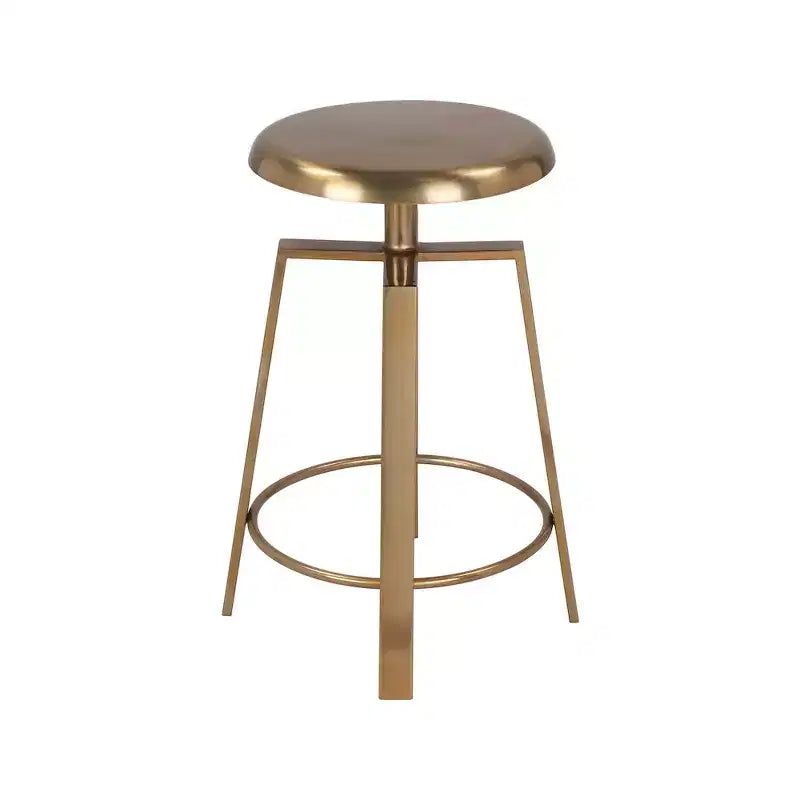 Tabouret de bar/comptoir réglable en fer doré, sans dossier, sans accoudoirs, design contemporain, hauteur 61-74 cm