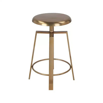Tabouret de bar/comptoir réglable en fer doré, sans dossier, sans accoudoirs, design contemporain, hauteur 61-74 cm
