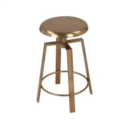 Tabouret de bar/comptoir réglable en fer doré, sans dossier, sans accoudoirs, design contemporain, hauteur 61-74 cm