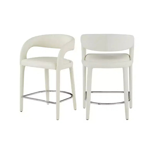 Meridian Furniture,Sylvester Cream Vegan Leather Stool