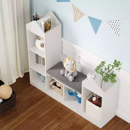 Bibliothèque pour enfants, organisateur de rangement de jouets avec siège, étagère pour enfants, banc de rangement en bois, armoire de maison de jeu pour chambre d'enfants, salle de jeux, salle de classe, crèche