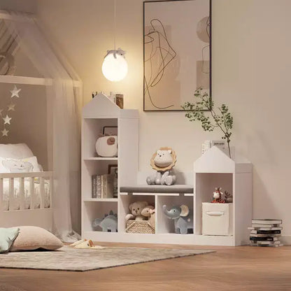 Bibliothèque pour enfants, organisateur de rangement de jouets avec siège, étagère pour enfants, banc de rangement en bois, armoire de maison de jeu pour chambre d'enfants, salle de jeux, salle de classe, crèche