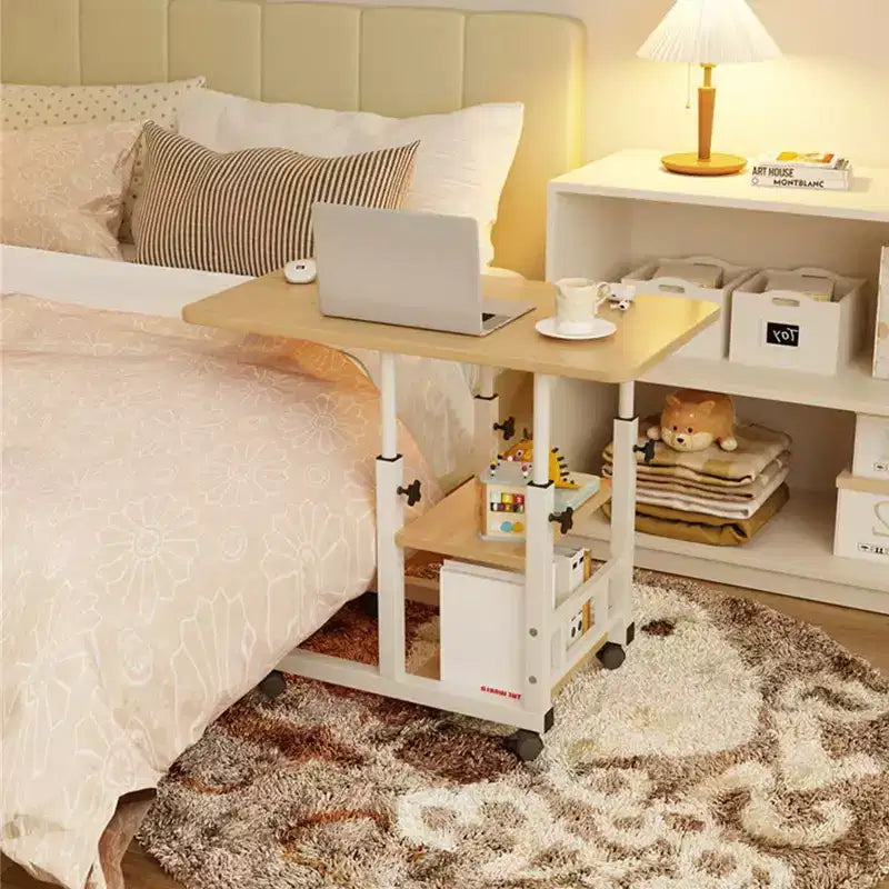 Petite table mobile debout, bureau portable réglable en hauteur, bureau inclinable en forme de C pour canapé, table d'hôpital, support pour ordinateur portable