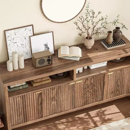 Meuble de rangement à 3 niveaux avec fentes, portes et poignées, réglable, conçu pour les cuisines, les entrées et les salles à manger