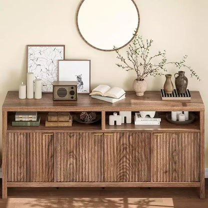 Meuble de rangement à 3 niveaux avec fentes, portes et poignées, réglable, conçu pour les cuisines, les entrées et les salles à manger