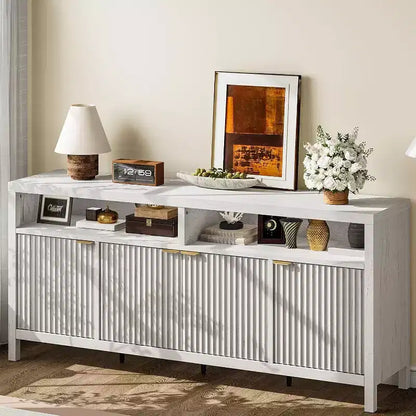 Adjustable 3-layer slotted storage cabinet with doors and handles, designed for kitchens, entrances and dining rooms