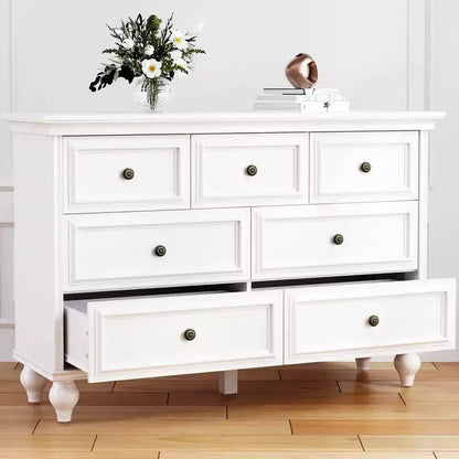 Commode vintage pour chambre à coucher avec 7 tiroirs, commode de rangement en bois au design vintage pour placard, salon, couloir, chambre d'enfant