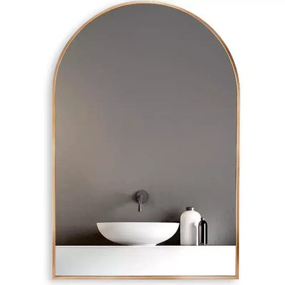 Gold Arched Bathroom Wall Mirror  Metal Frame