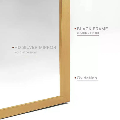 Miroir mural de salle de bain arqué doré, cadre métallique