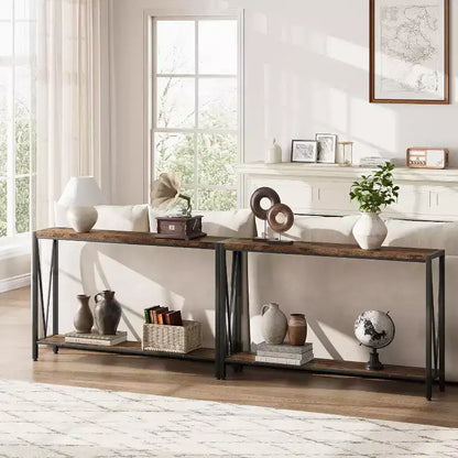 Console,table d'entrée à 2 étages de 43 pouces,table de canapé étroite avec espace de rangement,pour salon,couloir et hall d'entrée