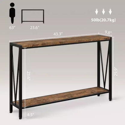 Console,table d'entrée à 2 étages de 43 pouces,table de canapé étroite avec espace de rangement,pour salon,couloir et hall d'entrée