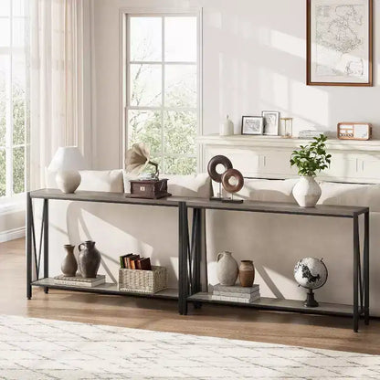 Console,table d'entrée à 2 étages de 43 pouces,table de canapé étroite avec espace de rangement,pour salon,couloir et hall d'entrée