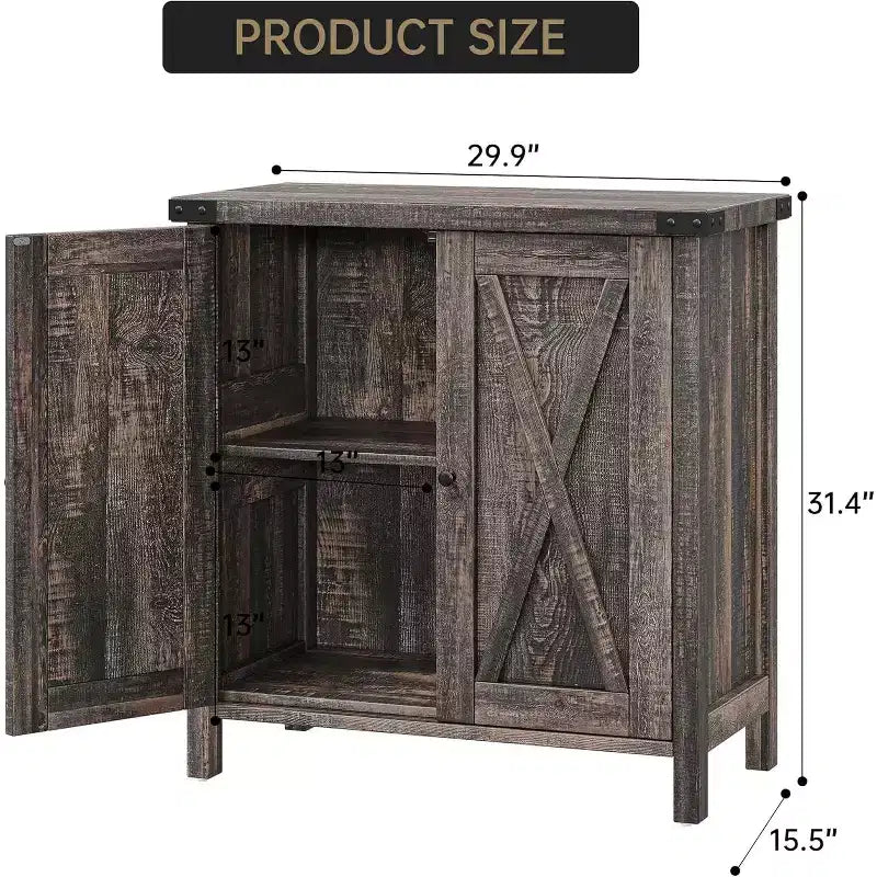 Meuble buffet, petit meuble de rangement avec étagères réglables et 2 portes, console d'appoint pour entrée de salon