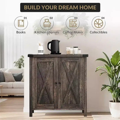 Meuble buffet, petit meuble de rangement avec étagères réglables et 2 portes, console d'appoint pour entrée de salon
