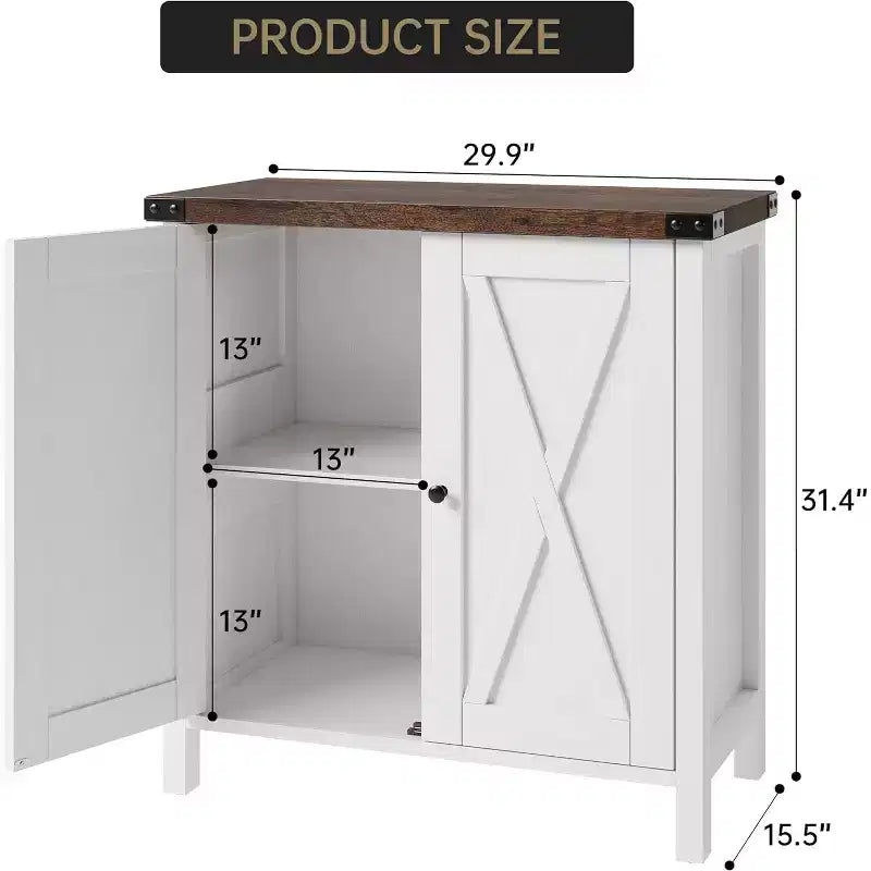 Meuble buffet, petit meuble de rangement avec étagères réglables et 2 portes, console d'appoint pour entrée de salon