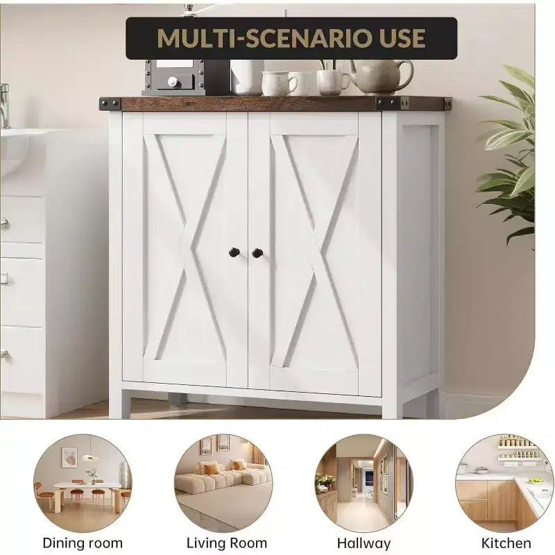Meuble buffet, petit meuble de rangement avec étagères réglables et 2 portes, console d'appoint pour entrée de salon