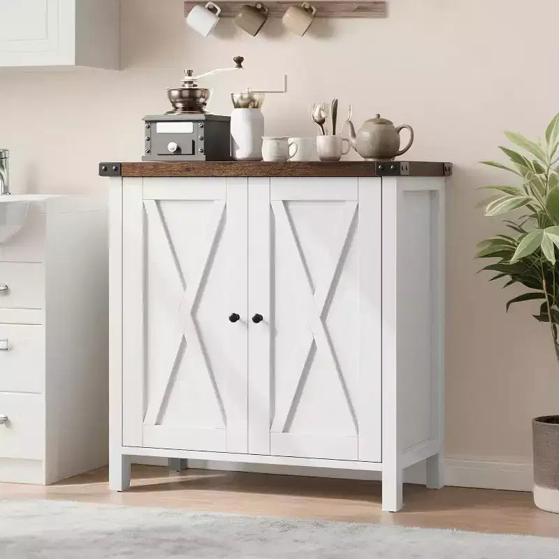 Meuble buffet, petit meuble de rangement avec étagères réglables et 2 portes, console d'appoint pour entrée de salon
