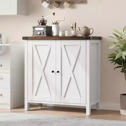 Meuble buffet, petit meuble de rangement avec étagères réglables et 2 portes, console d'appoint pour entrée de salon