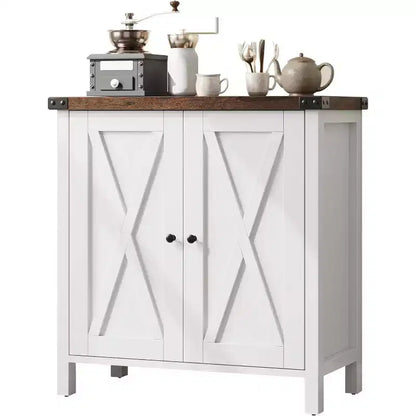 Meuble buffet, petit meuble de rangement avec étagères réglables et 2 portes, console d'appoint pour entrée de salon