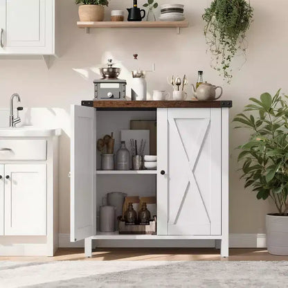 Sideboard Buffet Cabinet, Small Storage Cabinet with Adjustable Shelves and 2 Doors Accent Entryway Console Cupboard for Living Room